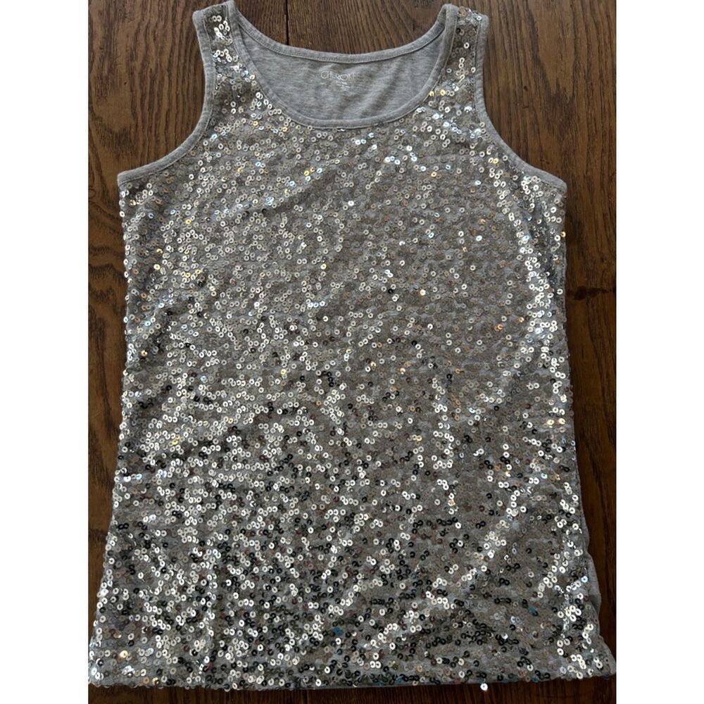 Cherokee Silver Sequin Tank Dress for Girls